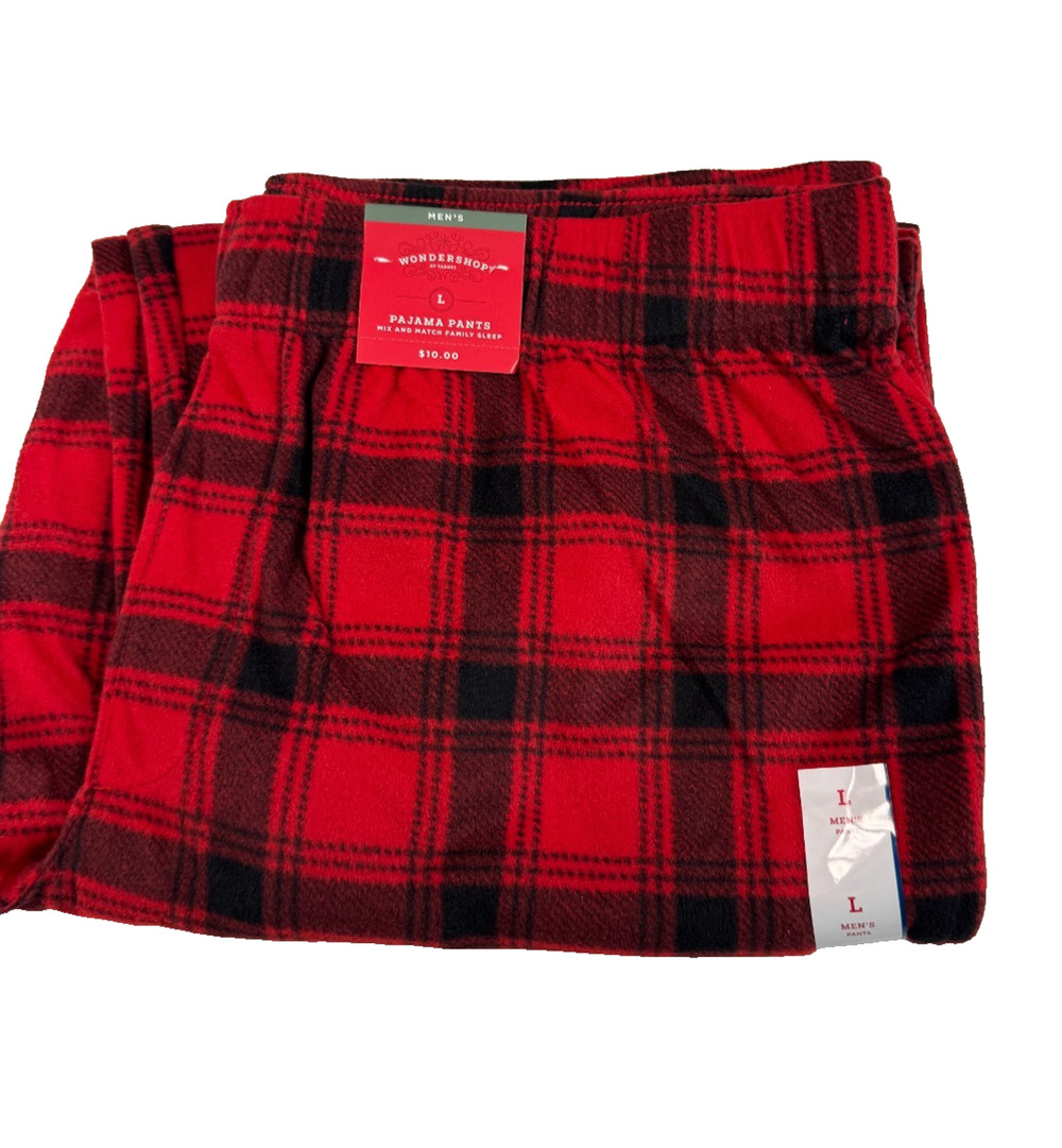 Wondershop Red Black Plaid Fleece Pajama Pants Men's Large Holiday Sleepwear NWT - Picture 1 of 1